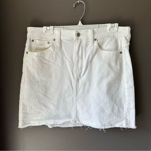 JCrew Mercantile White Denim Cutoff Mini Skirt